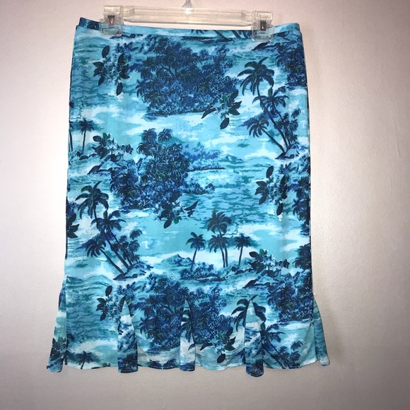 Express Dresses & Skirts - Express Vintage Tropical Palm Tree Fitted Skirt